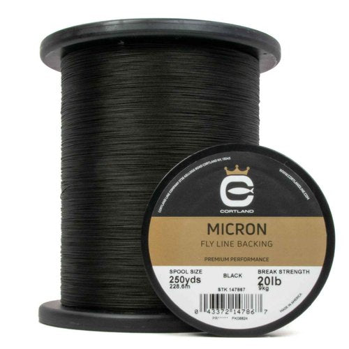 CORTLAND Micron Durable Tight Round Braid Smooth Low-Friction Finish Stretch-Resistant Virtually Tangle-Free Fly Line Backing for Freshwater & Saltwater, Black, 30 LB / 1000 YDS