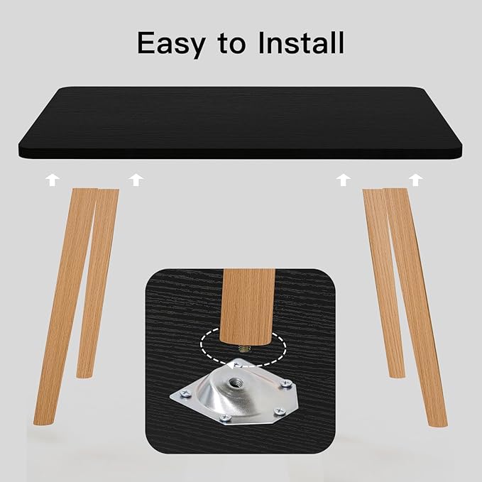 Small Coffee Table for Small Space, Low Table, Floor Table Desk for Sitting on The Floor, Storage Living Room Furniture, Tatami Tea Tables with Solid Wood Legs, Home Office, Farmhouse, Rectangle Black