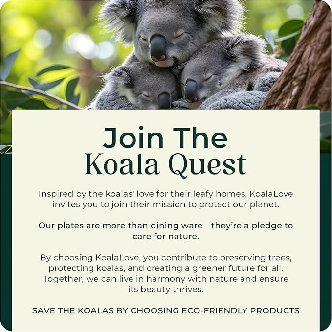 Koala love Palm Leaf Plate Bamboo Paper Plates Disposable 10 Inch & 7 Inch Bulk Party Pack Eco Compostable Biodegradable Wooden Plate Best Alternative To Plastic Paper Plates (10&7 100)