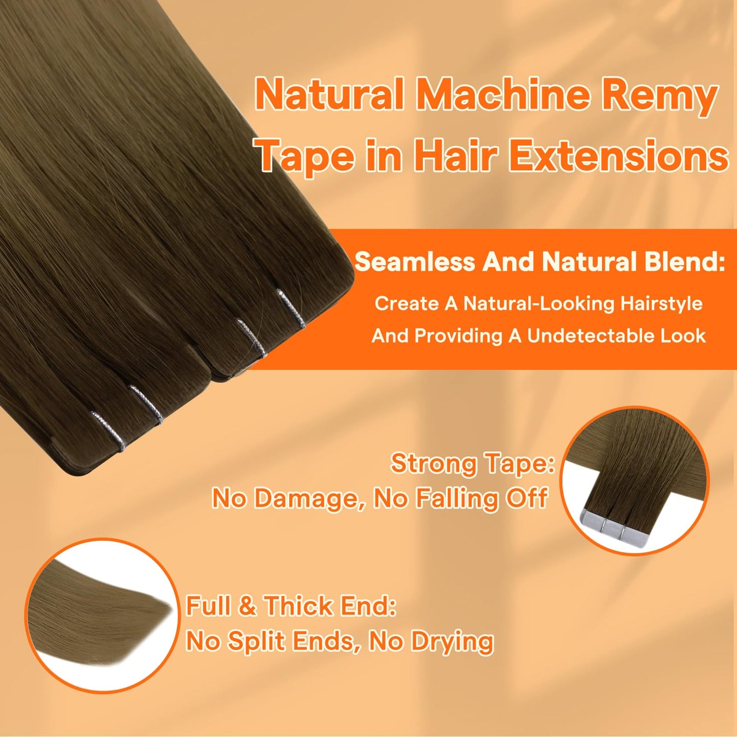 Full Shine Invisible Insert Tape in Hair Extensions Color R3 Dark Brown to 8 Light Brown Machine Virgin Tape in Extensions Human