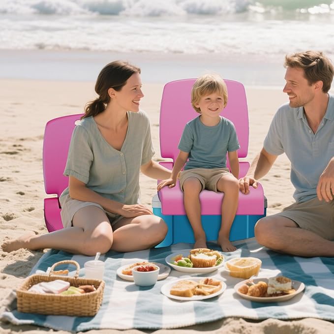 Goplus Poolside Chair for Edge of Pool, Foldable Portable Flip Seat w/Back Support & 2 Handles, Lightweight Outdoor Camping Chair for Stadium, Tailgating, Fishing, Boats, Beach (Pink, 2 Packs)