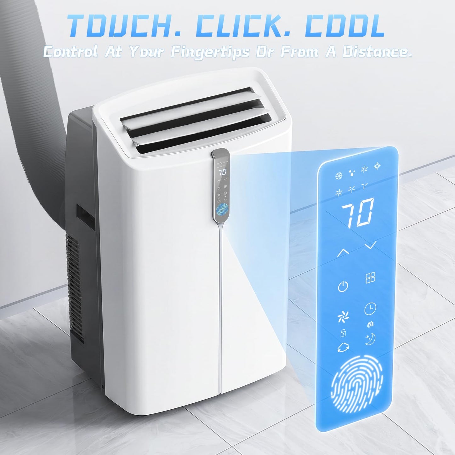 12000 BTU Smart Portable Air Conditioners with Cooling & Heater, AC Unit Works up to 600 sq. ft, Dehumidifier & Fan, Auto Evaporation, Silent Sleep Mode, Portable AC with Remote & Touchscreen