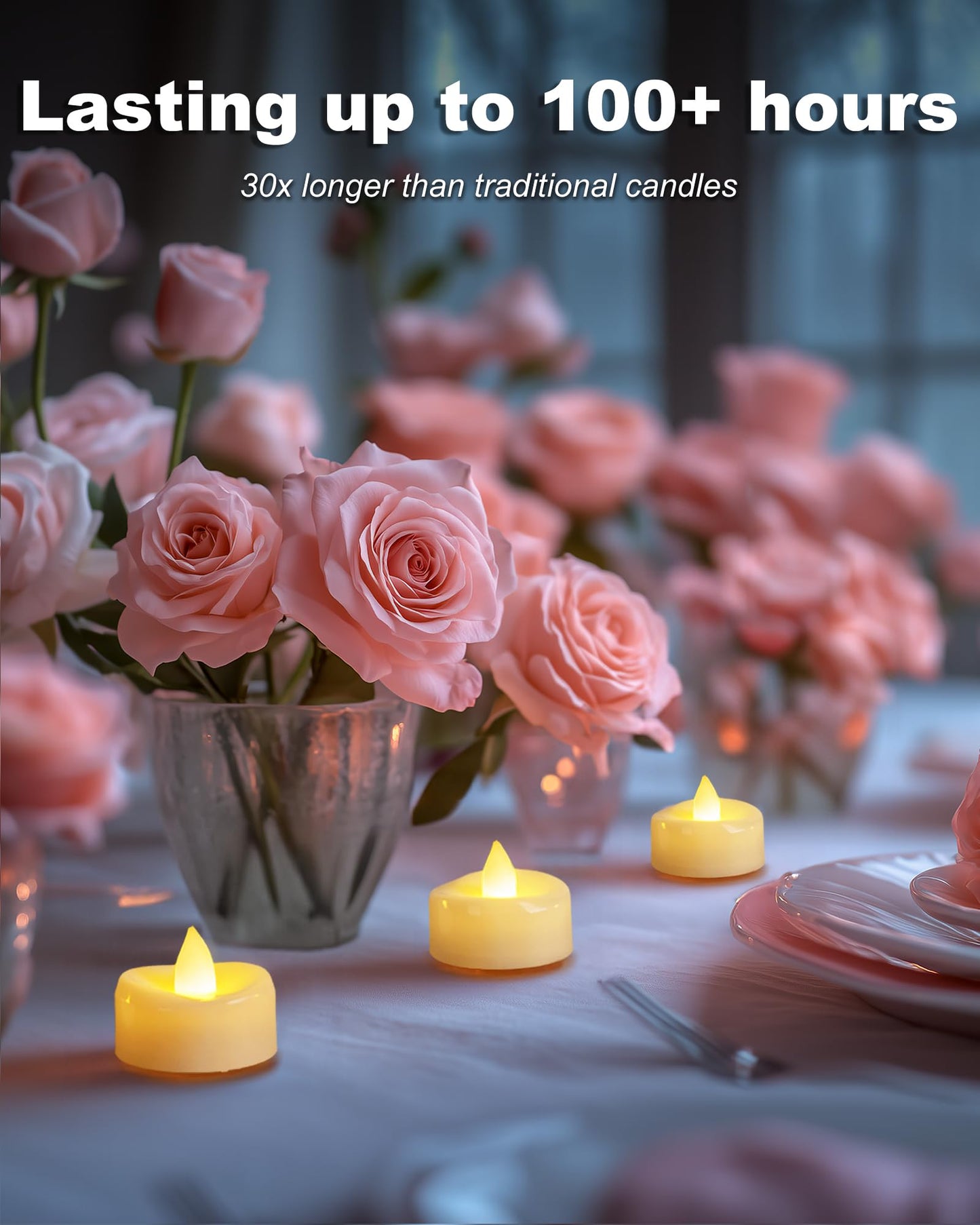 5plots Flameless Candles, 150Pcs Tea Lights Candles Battery Operated, Flameless Tealight Candles, Electric Tea Lights Votive Candles - Ivory - 1.5" x 1.25"- No Flicker