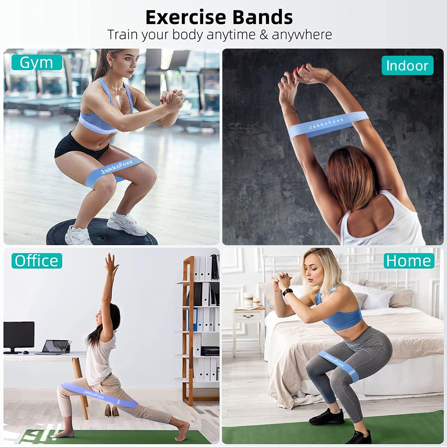 Resistance Loop Exercise Bands, Resistance Bands Exercise Bands for Home Fitness, Stretching, Strength Training, Physical Therapy,Elastic Workout Bands for Women Men Kids, Set of 5 (Blue)