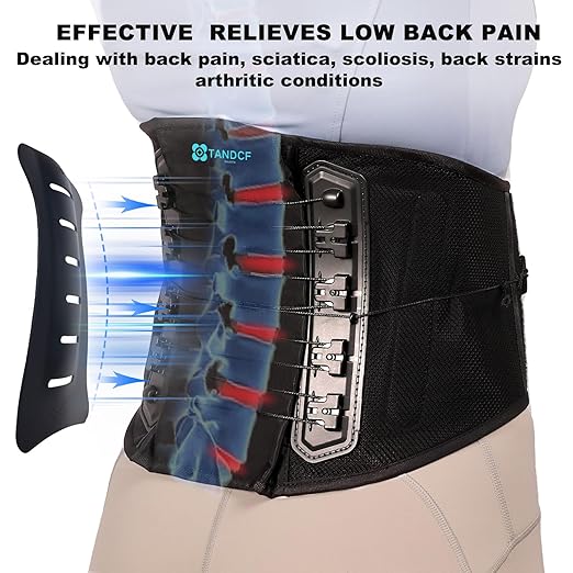 TANDCF Back Brace for Lower Back Pain Relief with Pulley System,Lumbar Support Belt for Men & Women with Bionic Support System, Ergonomic Design and Lightweight Skin Friendly Material (S)