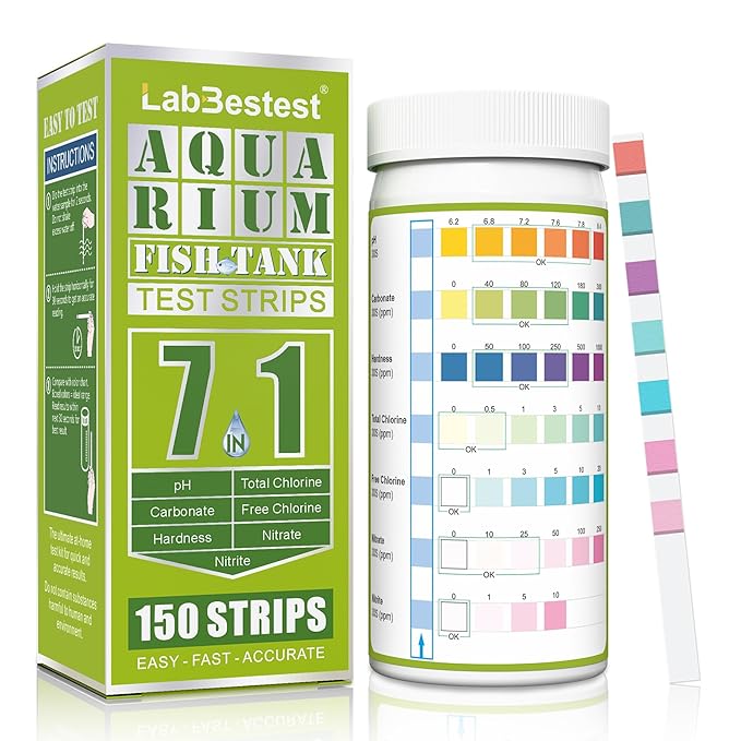 LabBestest Aquarium Test Strips - Aquarium Water Test Kit - 150 Fish Tank Testing Strips for Freshwater - Pond Water Teste...