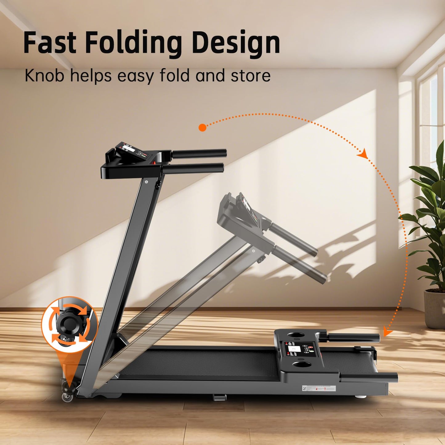 Treadmills for Home, KEY2FUN Portable Foldable Treadmill, Walking Pad with Handle Bar, Lightweight Folding Treadmill with 300 LBS Capacity, 3.0 HP Walking Pad with LED Display