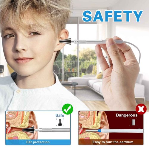 Digital Otoscope with 7 Inch IPS Screen, Hiacinto Ear Wax Removal Tool Camera, 3.9mm HD Ear Scope Otoscope with Light, Ear Camera and Wax Remover, Supports Photo Snap and Video Recording, 32GB Card