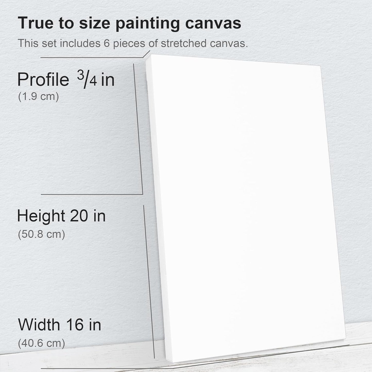 PHOENIX 16x20 Inch 6 Pack Artist Canvas - Large Stretched Canvases for Painting - 3/4 Inch Profile, 100% Cotton 11 Oz. Gesso Primed White Blank Professional Canvas Oil & Acrylic Paints