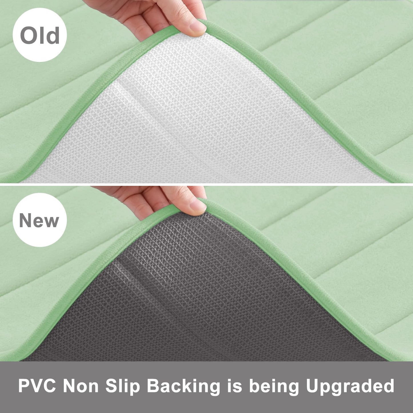 Buganda Memory Foam 3 Pieces Bathroom Rugs Set - Thick Soft Absorbent Non-Slip Bath Mats, Washable Small/Large/Contour Bath Rugs (24" x 16" + 30" x 20" + 24" x 20", Sage Green)