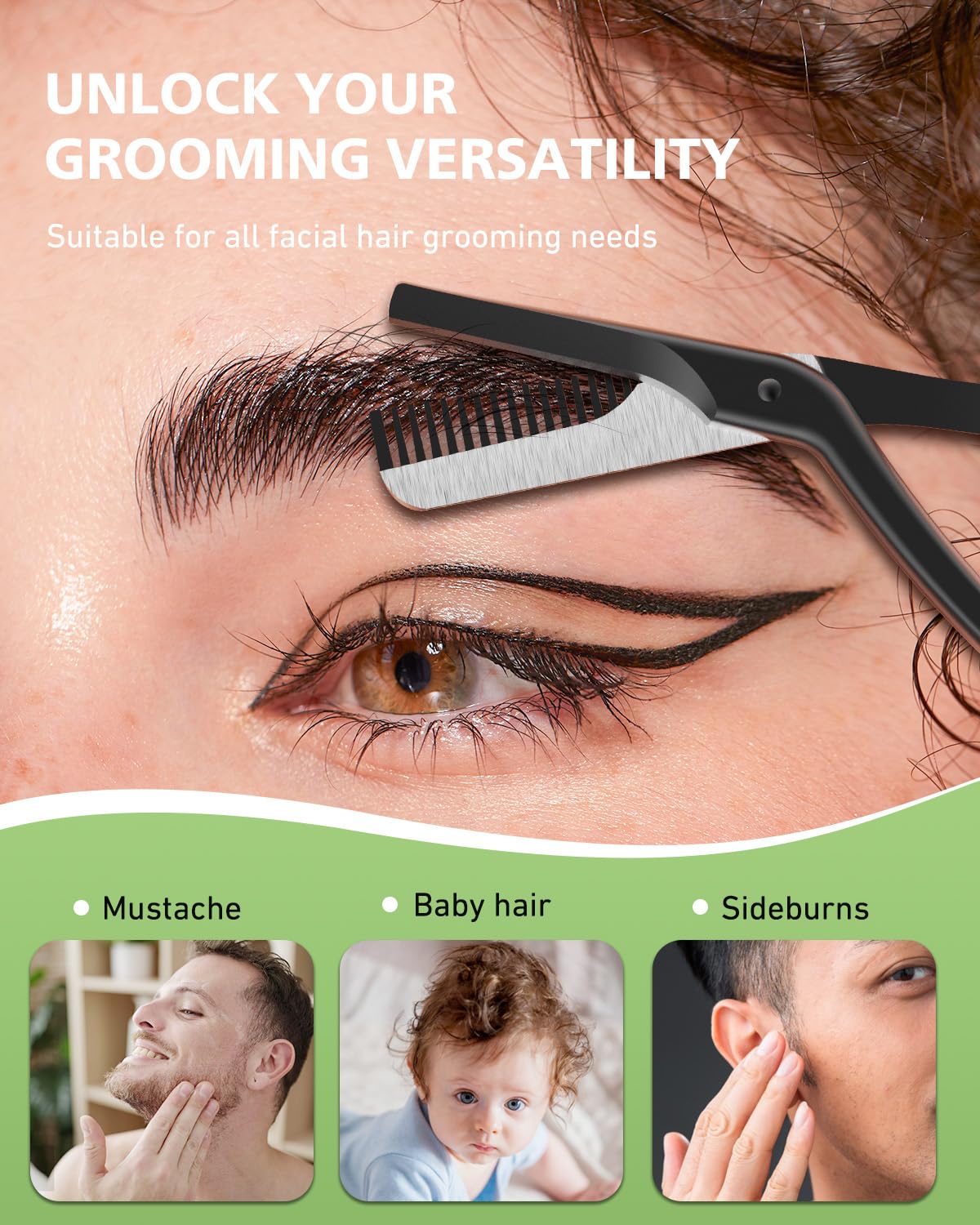 BALUCA Eyebrow Scissors with Comb | Professional Stainless Steel Eyebrow Trimmer for Women & Men | Dual-Design Precision Eye Bro