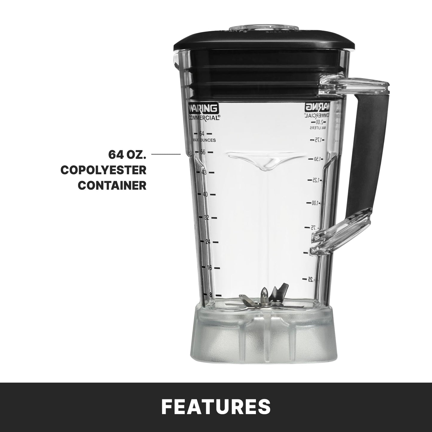 Waring Commercial TBB160P6 TORQ 2 Horsepower Blender, Electronic Keypad with 60-Second Countdown Timer and a 64 oz. BPA Free Copolyester Container, 120V, 5-15 Phase Plug
