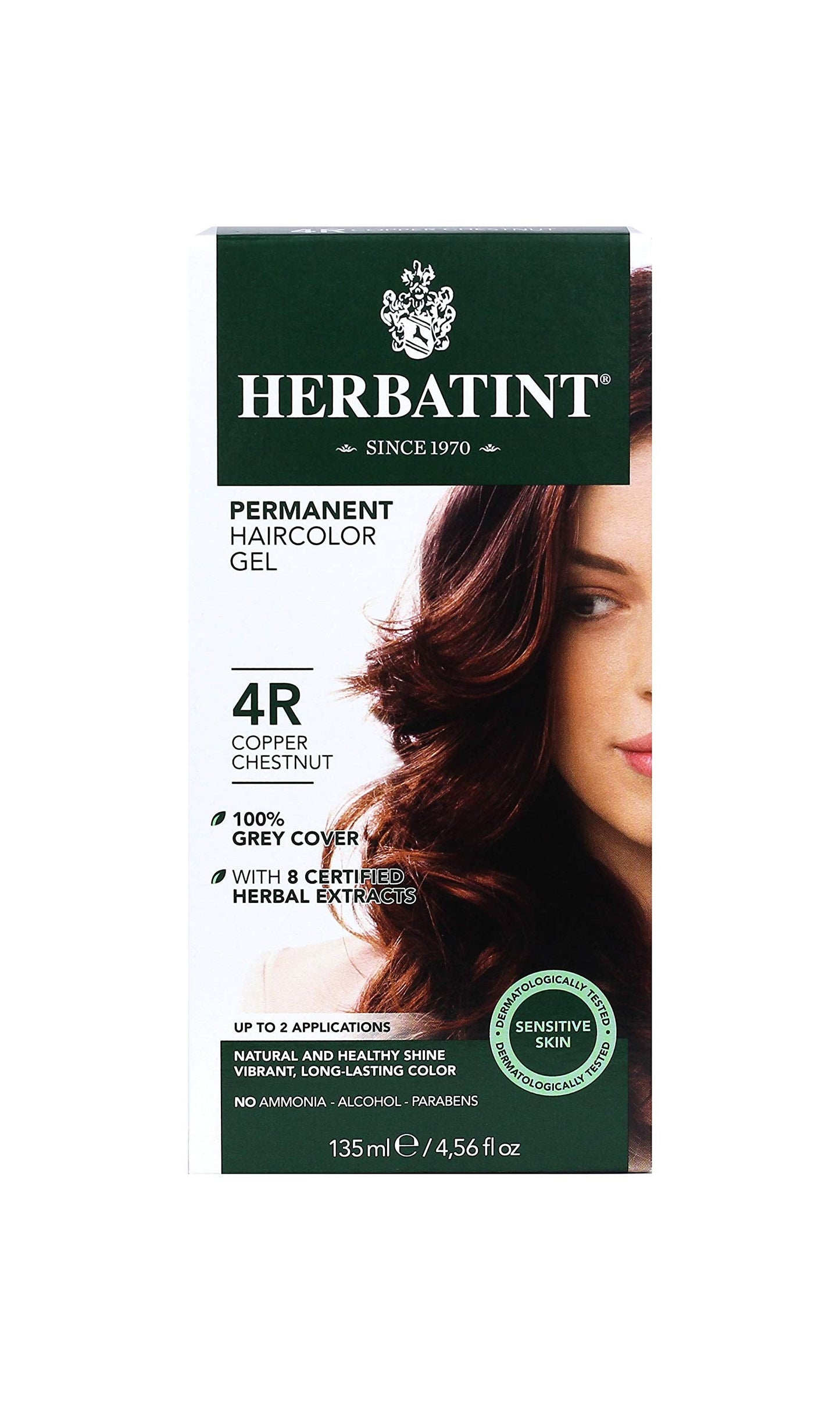 Herbatint Permanent Haircolor Gel, 4R Copper Chestnut, 4.56 Ounce