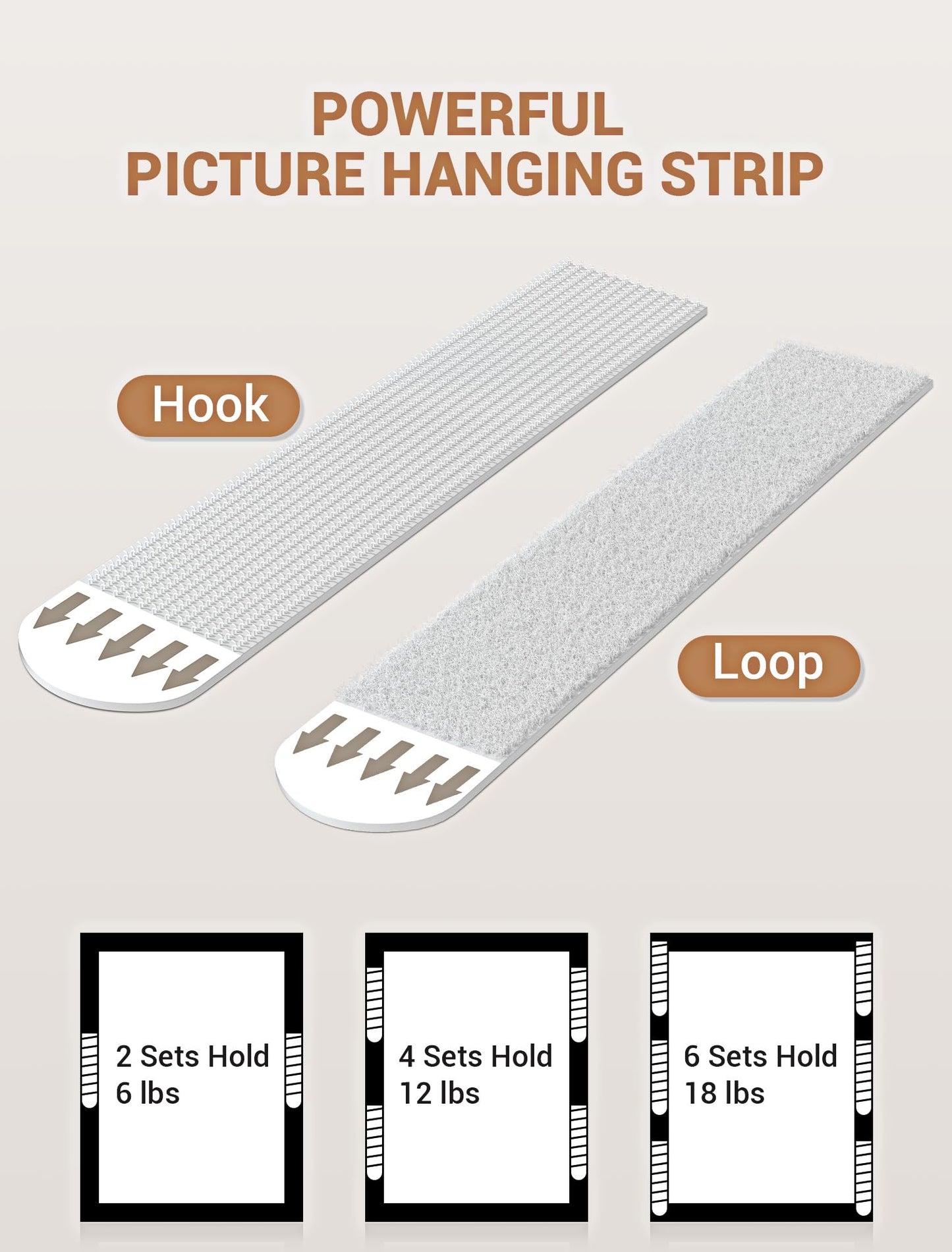 MERDTTES Heavy Duty Large Picture Hanging Strips, 20-Pairs (40 Packs) Adhesive Picture Hangers, No Damage Wall Hanger Without Nail, Poster Hanger Strips, Picture Hanging Hooks for Wall Decoration