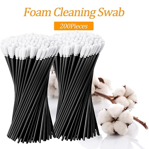 Chinco 200 Pieces Foam Swab Sponge Swab Foam Tips Sponge Stick for Inkjet Printer Print Head Camera Optical Lens Optical Equipment (Black,6.42 Inch)