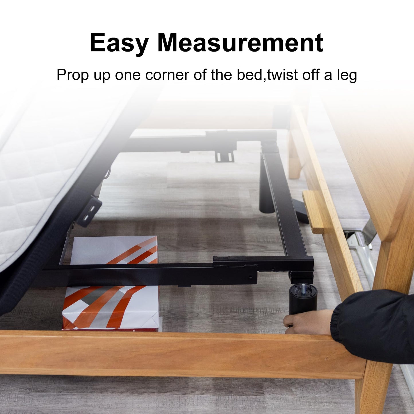 Skuehod 12 Inch Adjustable Bed Legs Replacement Screw in Furniture Support, 3 Sections, Felt Bottom for Hard Floors, Set of 6