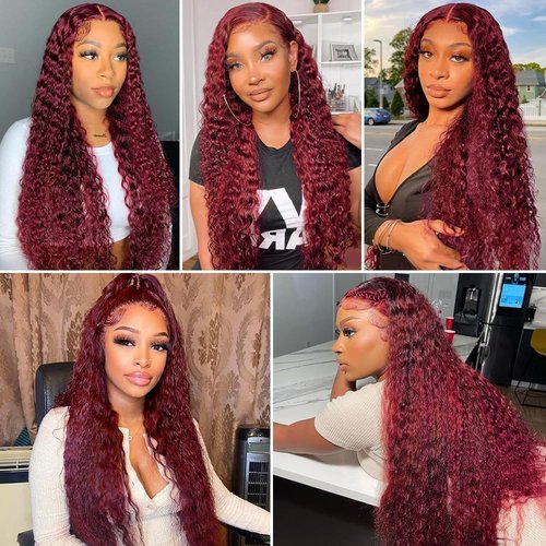 Giginger Bundles Human Hair Burgundy 99J Deep Wave Human Hair Bundles 18 20 22 inch Wine Red Unprocessed Quick Weave Soft Sewn In Hair Extensions for Black Women