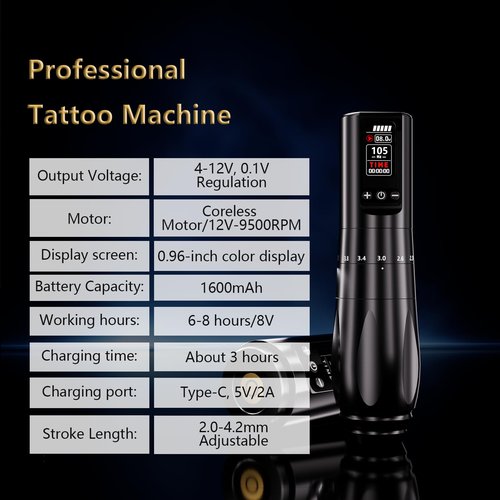 BIGWASP Z2 Wireless Rotary Tattoo Machine Pen, Adjustable Stroke, 1,600mAh Battery, Coreless Motor for Professional Artists - Green