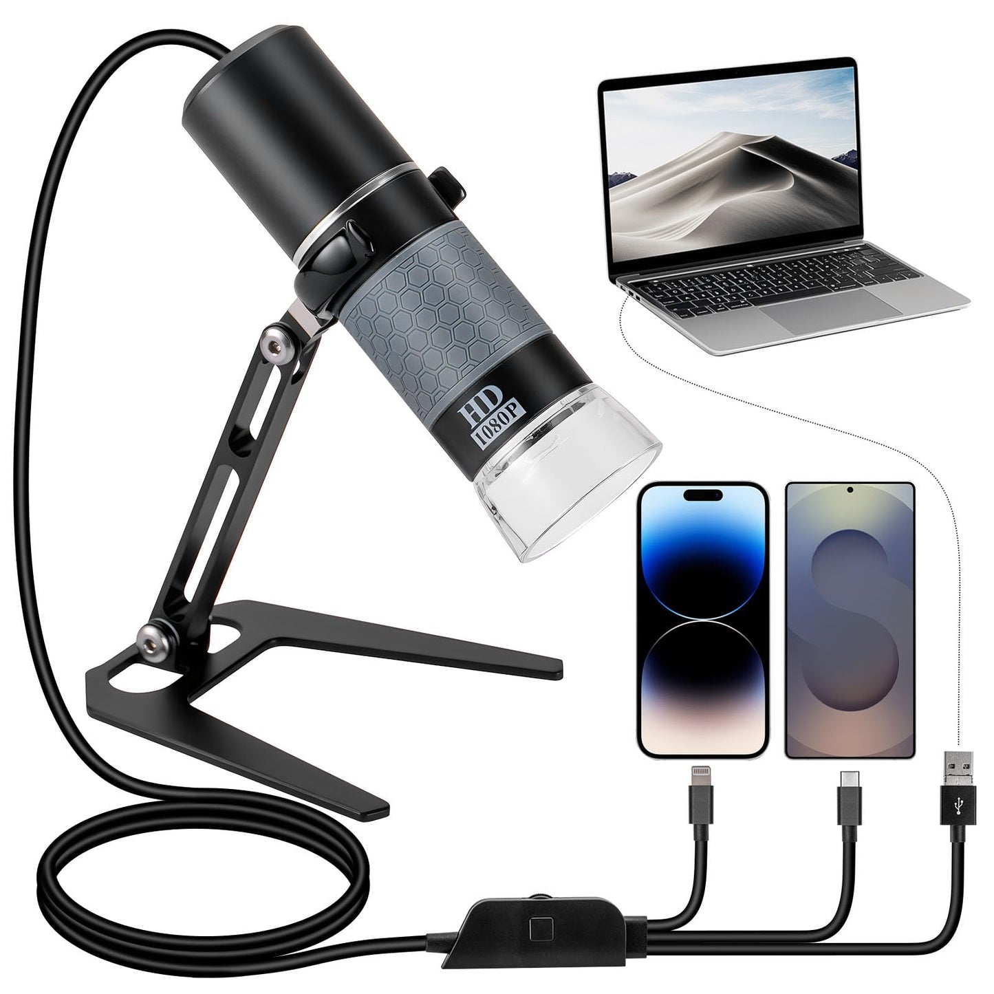 Ninyoon Full HD 1080P USB Digital Microscope Camera for iPhone iPad Android PC, 50-1000X High Definition Portable Handheld Micro