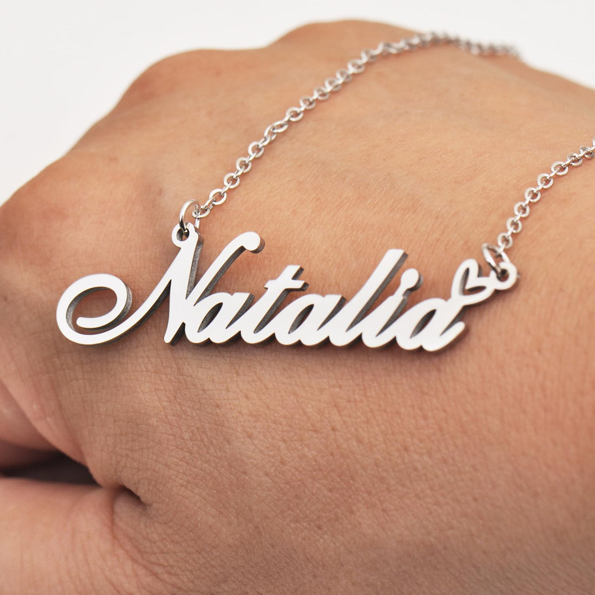 Aoloshow Stainless Steel Silver Shannon Heart Name Necklace Charm Pendant Jewelry for Mom Best Friends