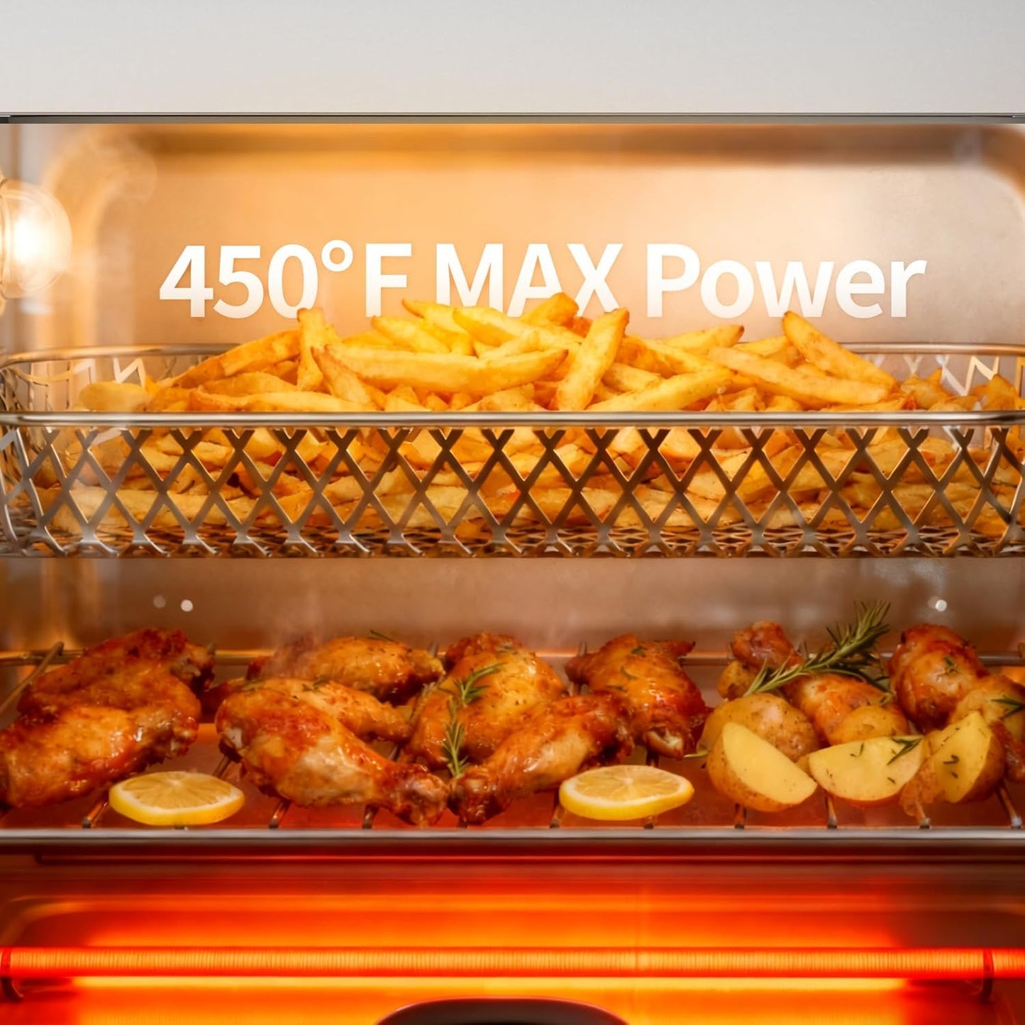 Electactic 18QT Air Fryer Toaster Oven Combo,12-in-1 Large Convection Airfryer Oven with 60-Minute Timer,70–450℉ Temperature Control,Roast & Broil, Fits 8-10″ Pizza(Black)