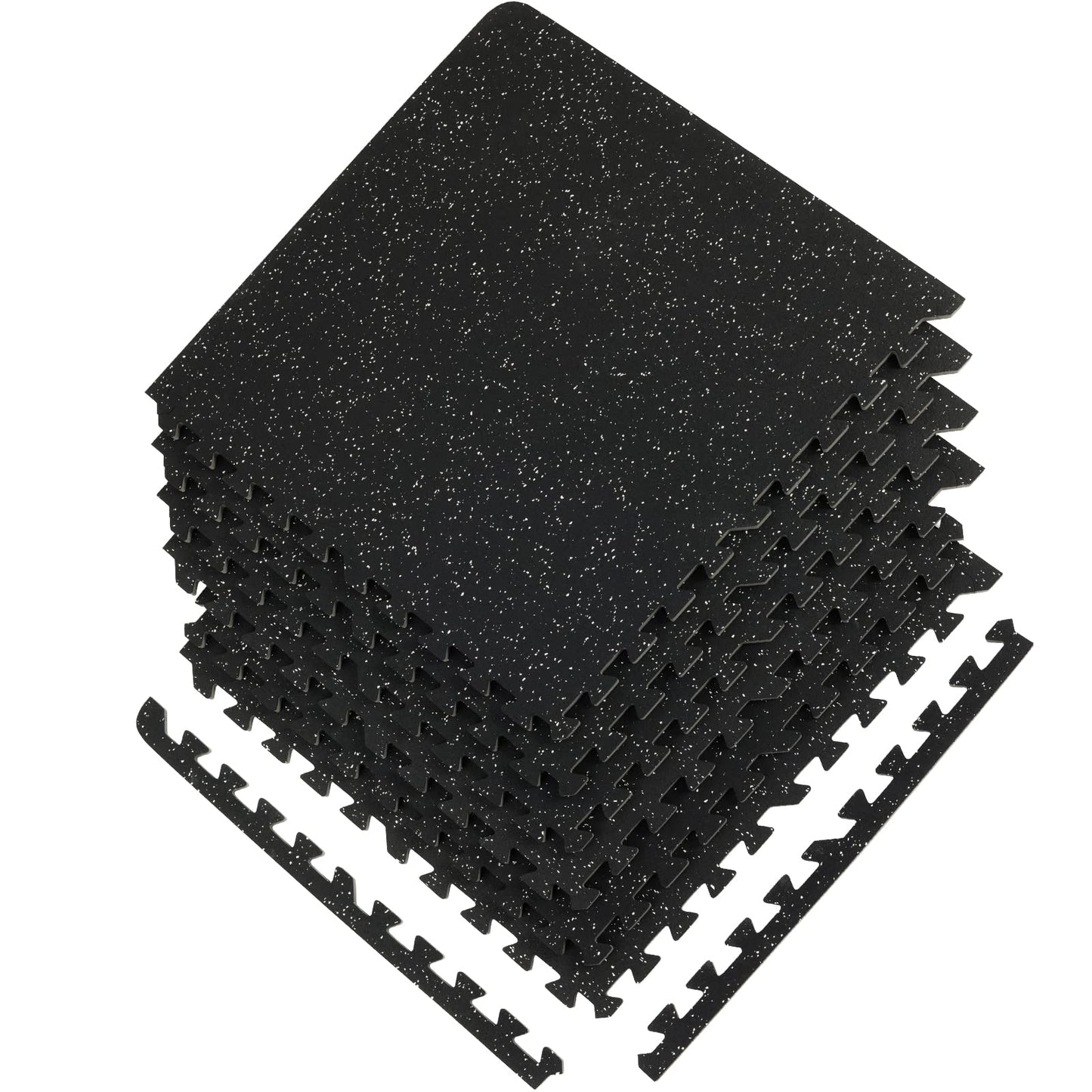 VEVOR 6PCS 0.56 inch Thick Gym Floor Mats, 25" x 25" EVA Foam & Rubber Top Interlocking Workout Floor Mats with 24 sq.ft Coverage, Waterproof Exercise Puzzle Flooring for Gym, Home, Garage, Basement