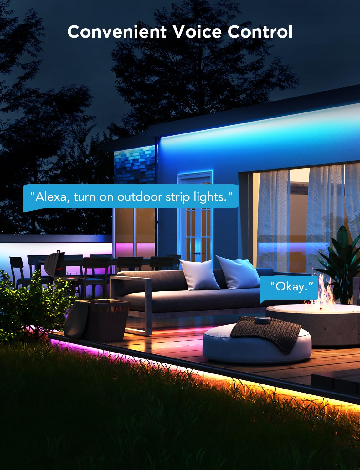 Govee Outdoor LED Strip Lights RGBIC with Warm and Cold White, 98.4ft 2.4G WiFi Smart Outdoor Lights, IP65 Waterproof, Work with Alexa and Google Assistant, App Control, for Porch, Patio, Eave, Party