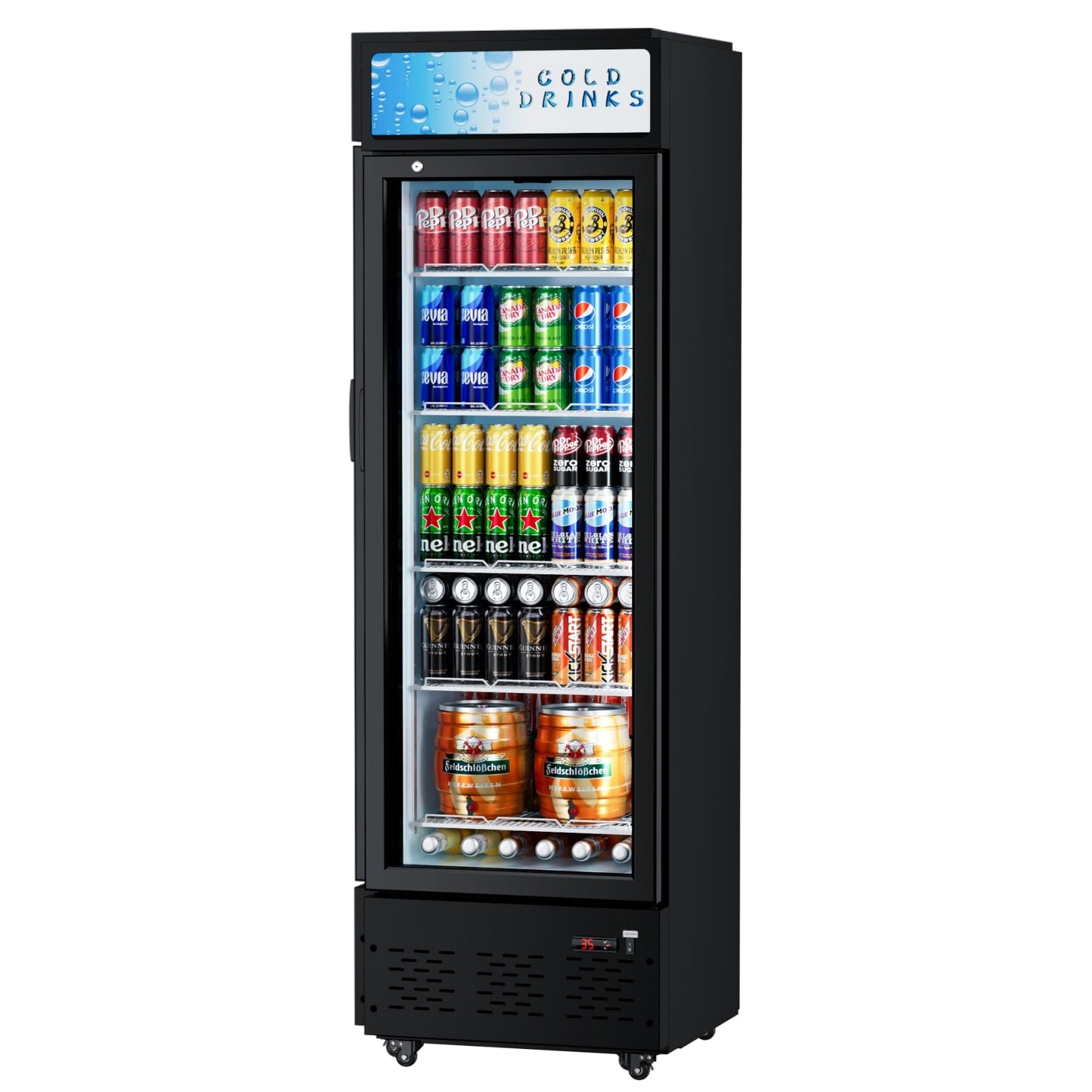 ECEVT 11 Cu.ft. Commercial Refrigerators Glass Door Beverage Refrigerators Commercial Fridge Upright Display Cooler with Soft LED Light and Adjustable Shelves for Restaurant Grocery Stores Home
