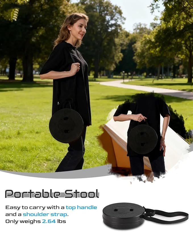 Spisces 2025 Heavy Duty Collapsible Stool | 600lbs Capacity, 18-in Tall Lightweight 2.6lbs Portable Retractable Telescoping Stool for Adults, Camping Fishing Hiking Travel BBQ
