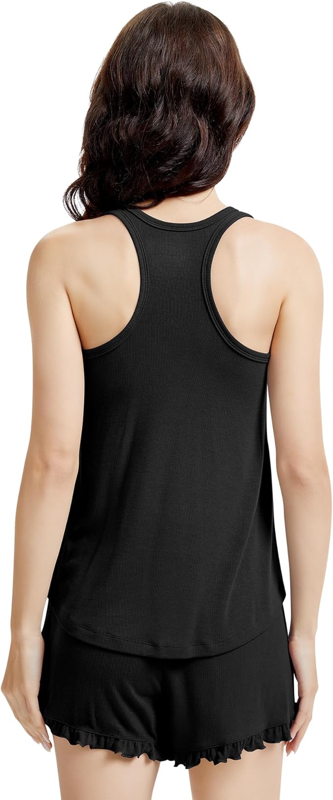 NACHILA Pajamas for Women-Viscose from Bamboo, Ribbed Racerback Tank Top Sexy Split Shorts Pajama Sets Cooling Sleep Cami Pjs