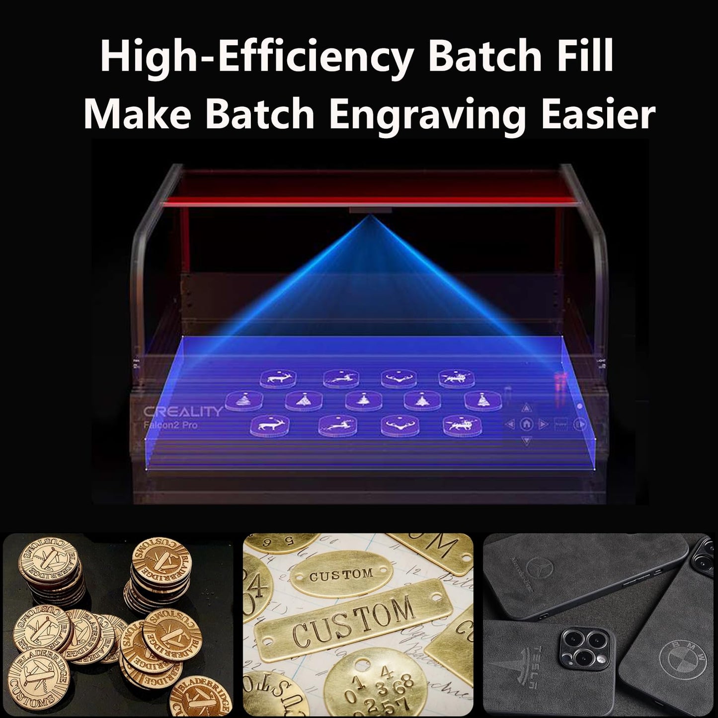 Creality Laser Engraver Falcon2 Pro 40W, Desktop Diode Laser Cutter and Engraver Machine with Enclosure,Smart Camera,Air Assist,Engraving Machine for Wood Acrylic Leather Stone(Laser 40W)