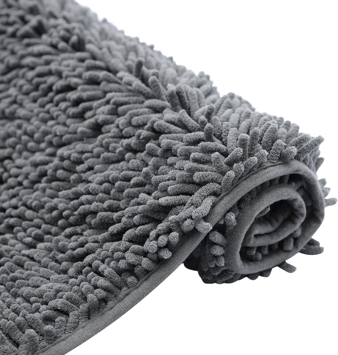 Non-Slip Bath Rug,Extra Soft Microfiber Bedroom Shag Carpet with Anti-Slip Backing,Water/Dust Absorbent Fast Dry Shower Mat,Sound Insulated Stairs Pad,Machine Washable (Dark Grey,15 x 23 Inches)