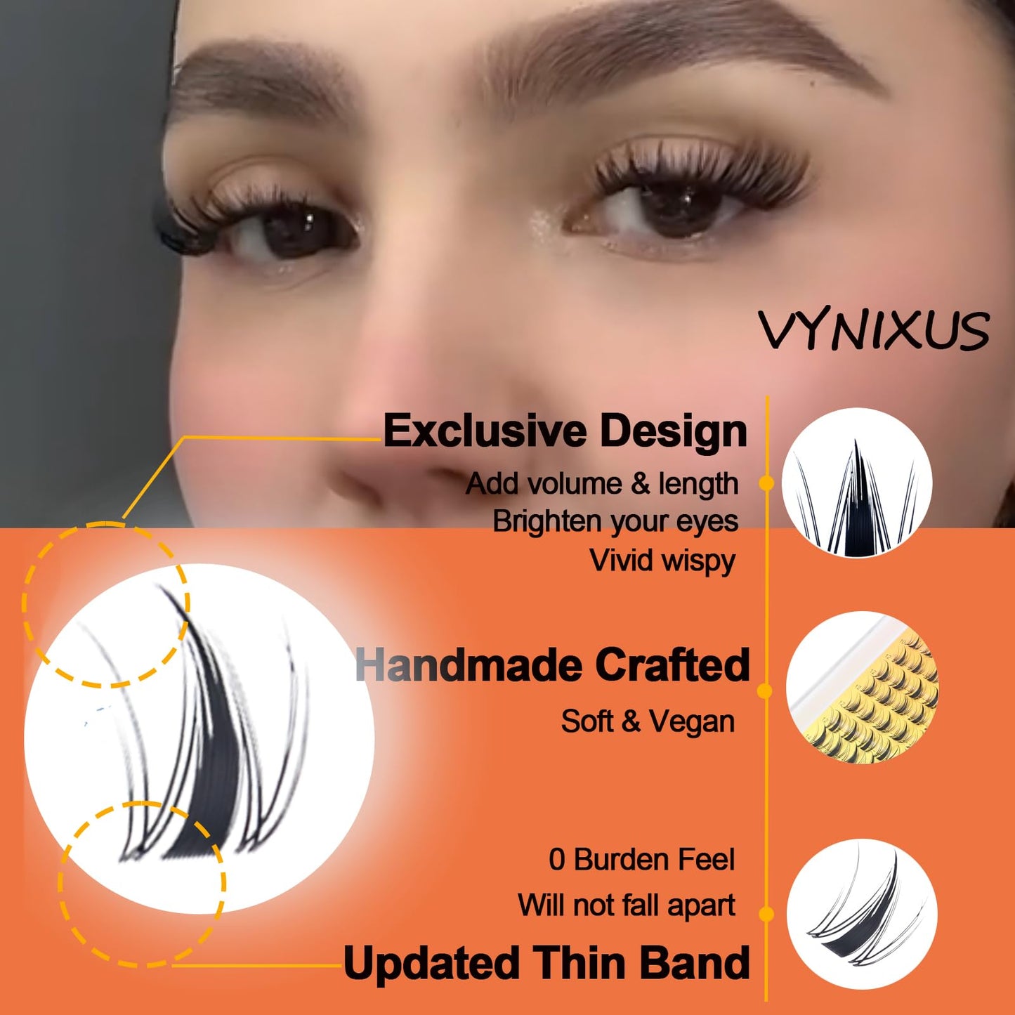 Lash Clusters Kit Eyelash Clusters DIY Lash Extension Kit with Lash Bond and Seal Waterproof Eyelash Tweezers Wet-Look Cluster E