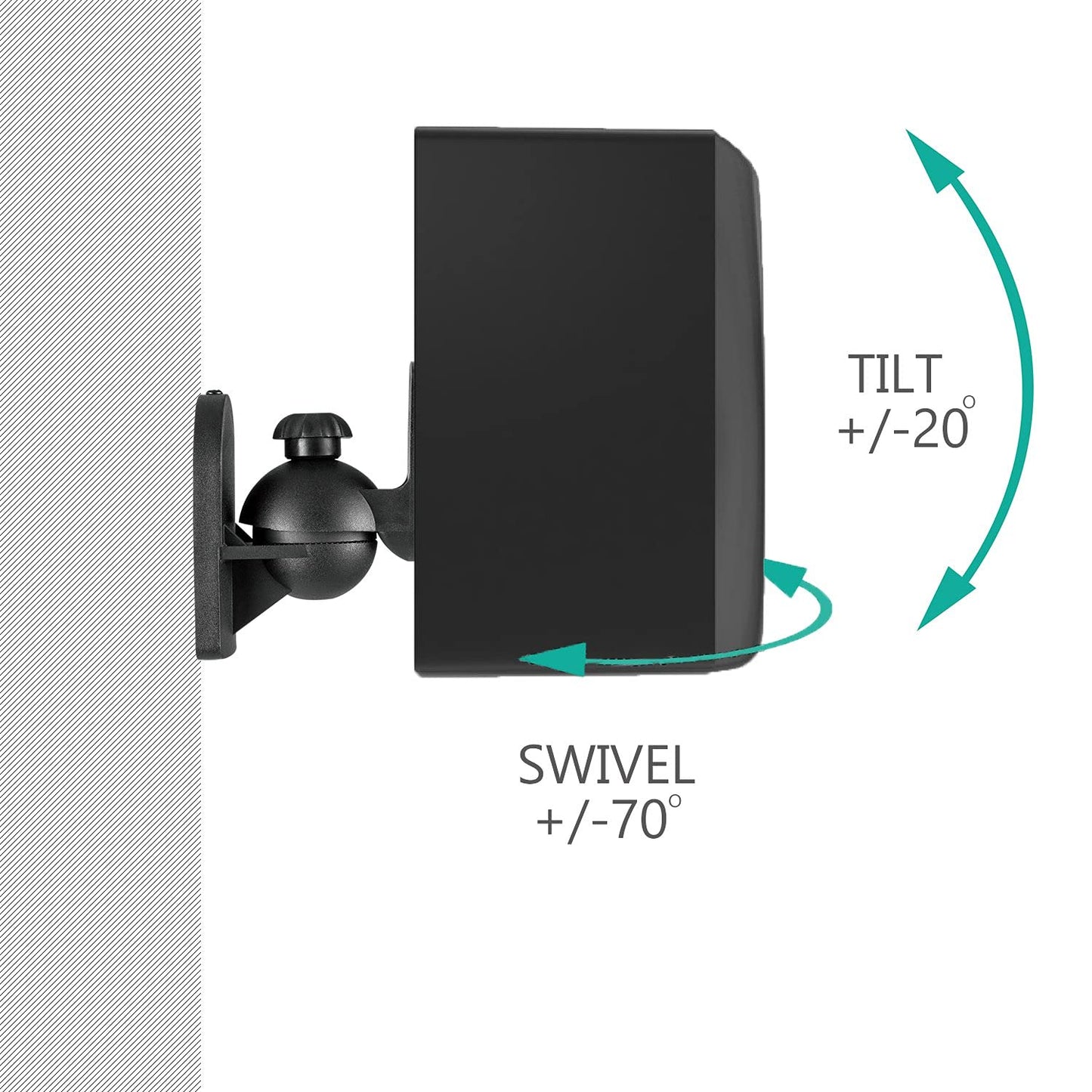 WALI Speaker Wall Ceiling Mounts One Pair, Bookshelf Speaker Wall Mount Brackets, Surround Sound Speaker Mounts, Hold up to 7.7 lbs (SWM202), Black