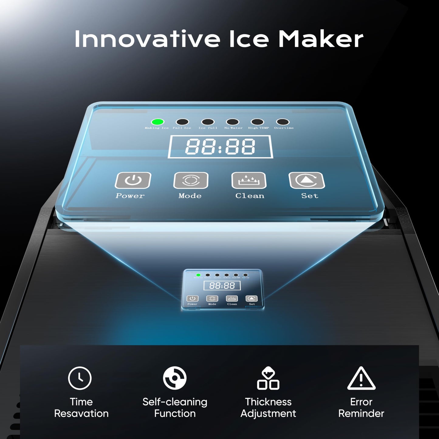 Coolake Commercial Ice Maker Machine 100lbs/24H Under Counter Ice Machine with 33lbs Ice Storage, 115V Air Cooled Stainless Steel Freestanding Ice Machine for Home Restaurant Outdoor
