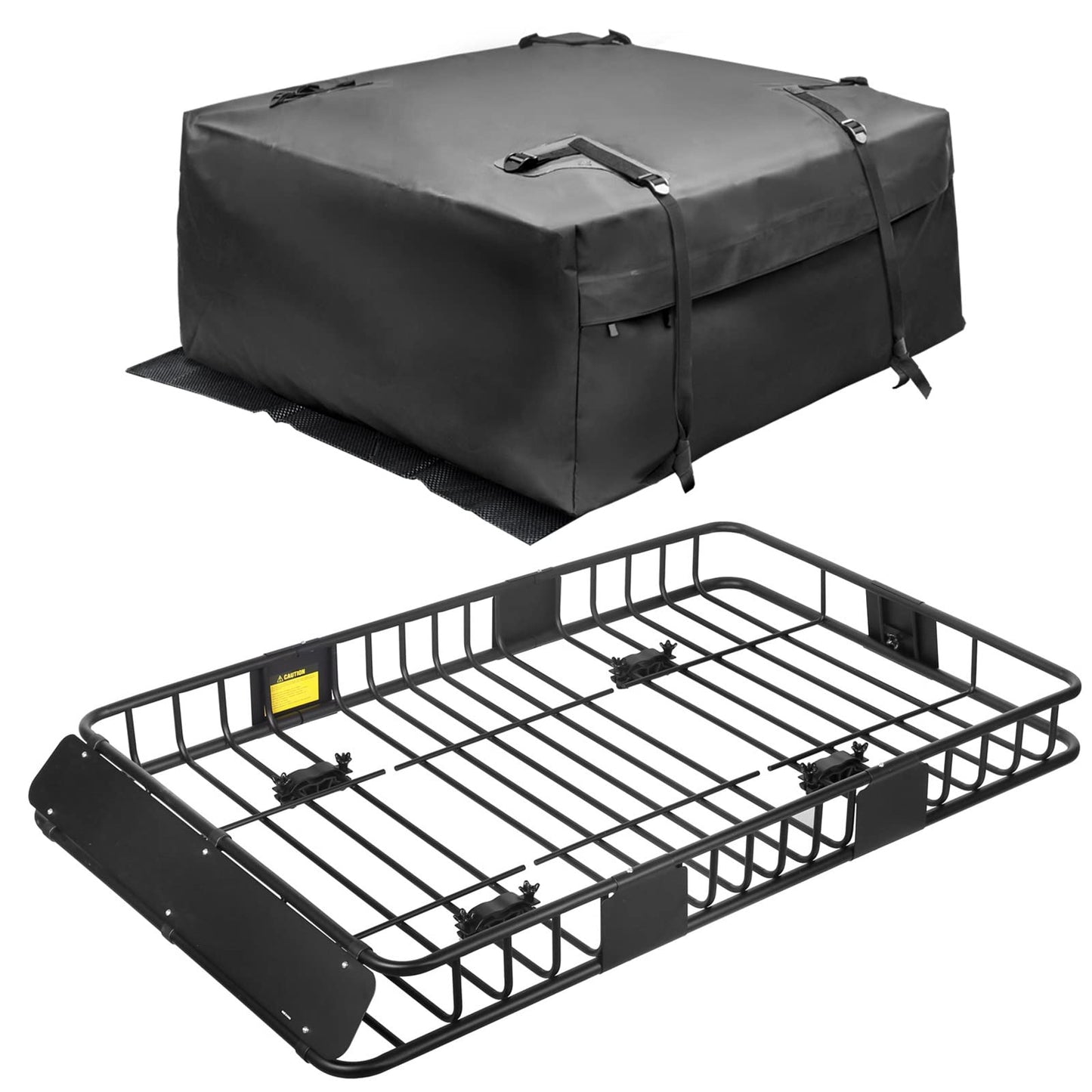 Leader Accessories Roof Rack Cargo Basket Set, Car Top Luggage Holder 64"x 39" + Waterproof Rooftop Cargo Carrier Bag