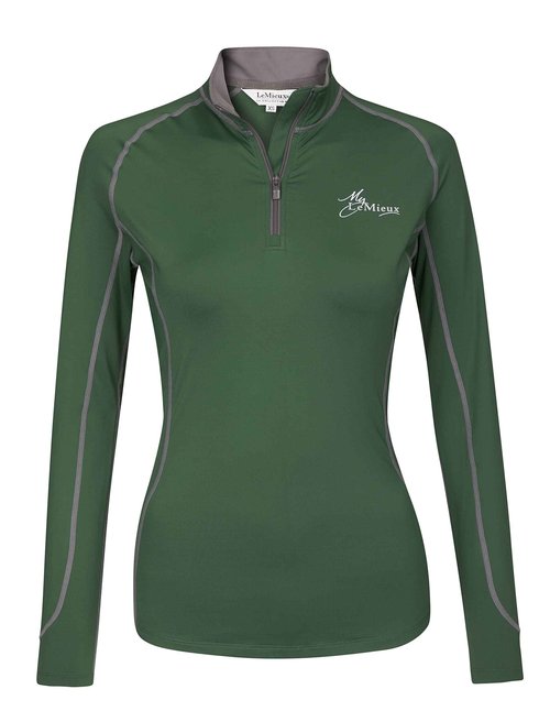 LeMieux Women’s Base Layer Top - Athletic Thermal Shirts - Equestrian Apparel & Gear for Horseback Riding - (Hunter Green - US12)