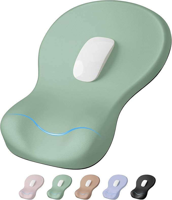 Ergonomic Mouse Pad with Wrist Rest, Mousepad with Wrist Support, Non-Slip Hard Base Mouse Pads, Portable for Office/Home/Travel Work(Green)