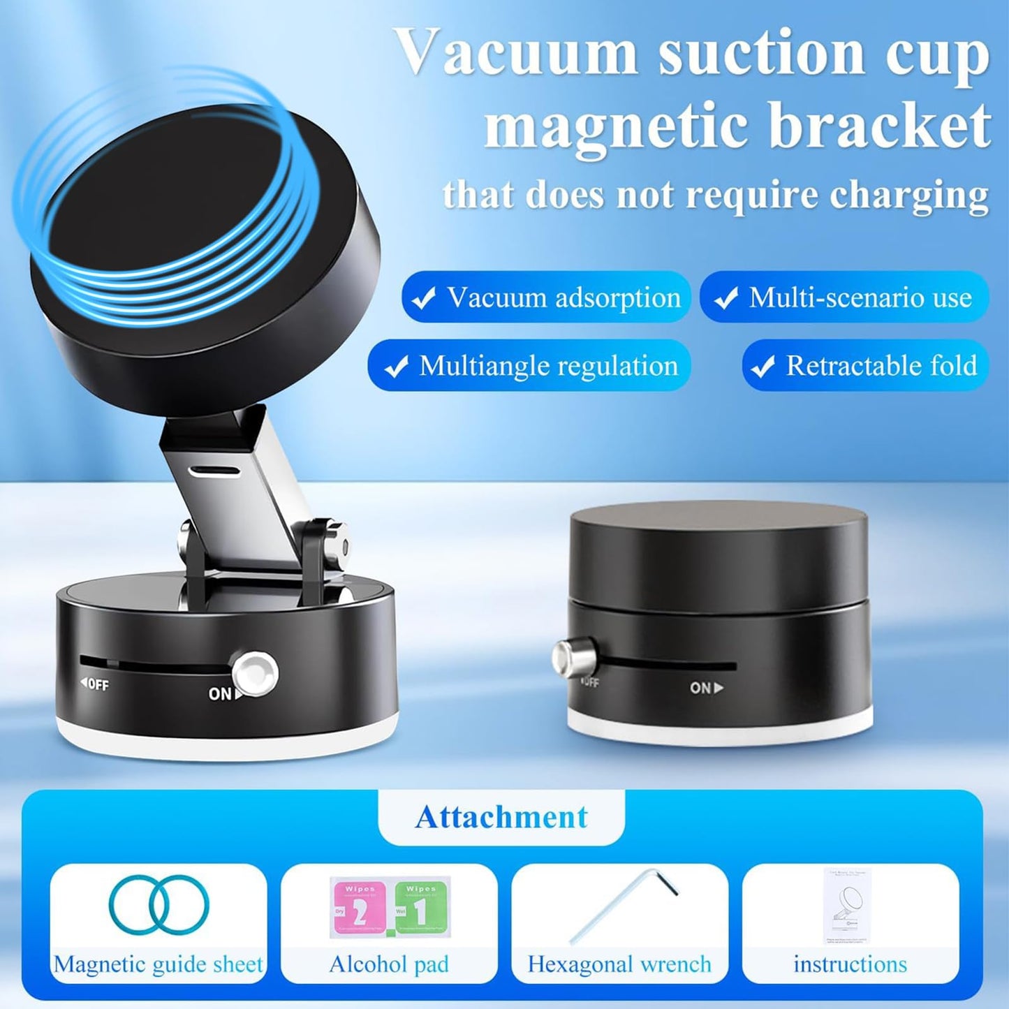 Rkssws Vacuum Magnetic Phone Holder, Adjustable Vacuum Suction Phone Holders For Your Car, Multifunctional Magnetic Cell Phone H