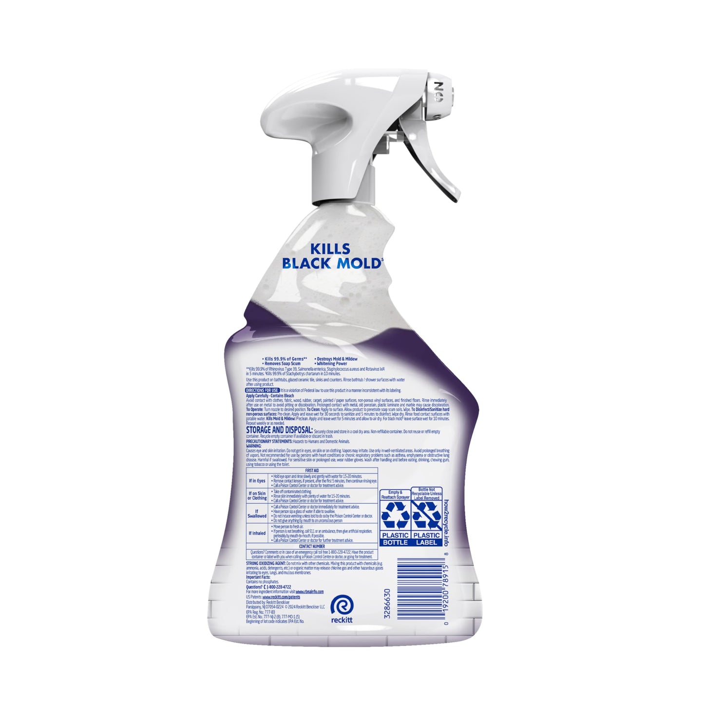 Lysol Mold & Mildew Remover Spray, Bathroom & Shower Cleaner, Disinfectant Spray, Stain Remover with Bleach, Tough on Black Mold, Multipurpose Cleaner for Home and Kitchen, 32oz