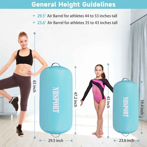 Air Barrel - Air Roller Gymnastics Barrel for Back Handspring Trainer, Air Tumble Mat with Pump for Gym Training/Yoga Balance Exercise/Cheerleading/Home and Outdoor Use