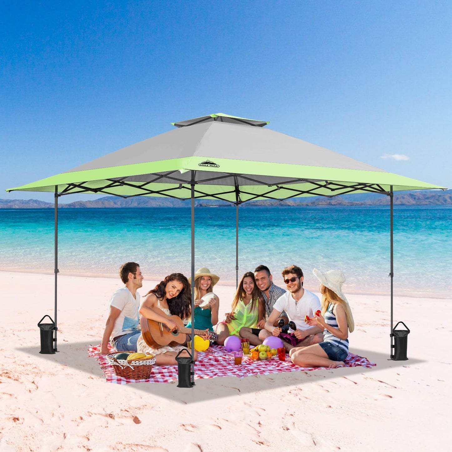 EAGLE PEAK 13x13 Straight Leg Pop Up Canopy Tent Instant Outdoor Canopy Easy Single Person Set up Folding Shelter w/Auto Extending Eaves 169 Square Feet of Shade (Gray)