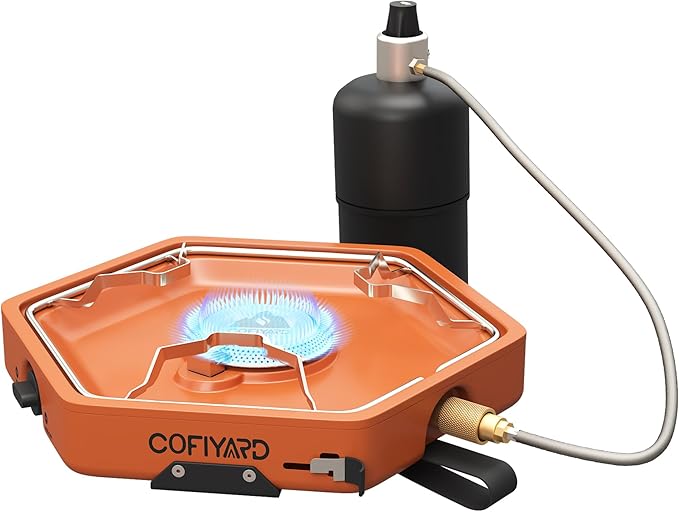 Cofiyard 1-Burner Propane Stove Portable Camping Stove with Carry Strap, Backpacking Camp Stove for Outdoor Cooking, Flic...