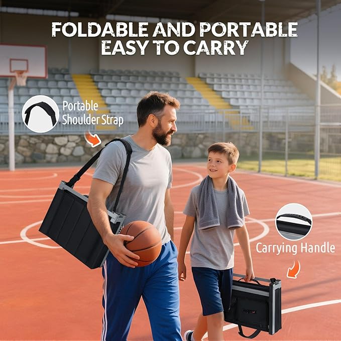Thallike Heated Stadium Seats for Bleachers － 3-Level Heating Foldable Chair with Back Support, Large Storage Pockets & Cup Holder for Sports Games and Camping