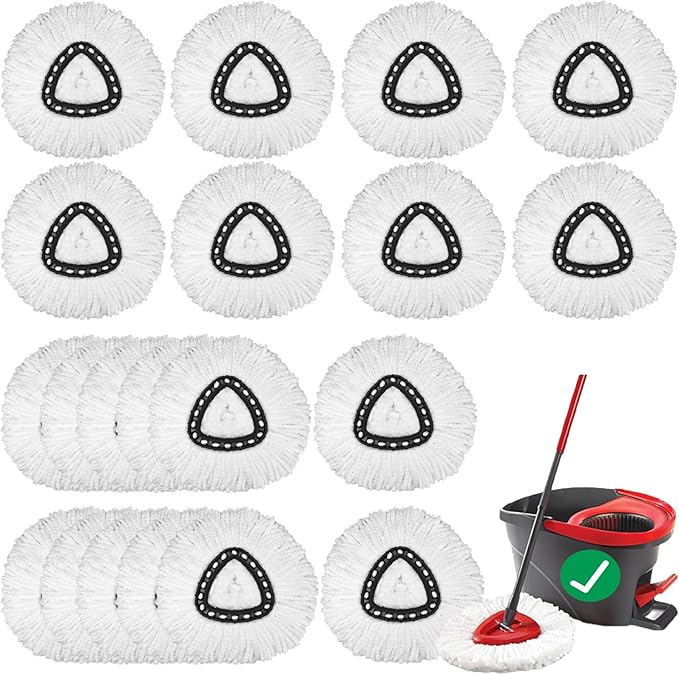 20PCS Spin Mop Replacement Head,100% Microfiber Mop Heads Replacements Compatible with Triangle Spin Mop,360 Degree Round Spin Mop Replacement Head for Easy House Cleaning Floor Mopping