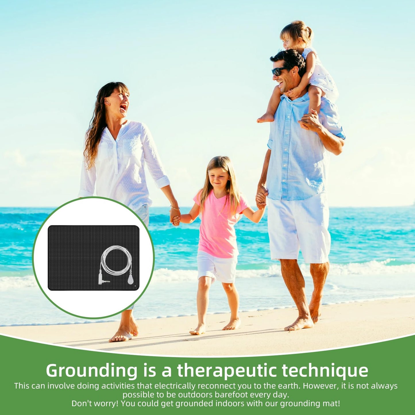 CAIGAEUO Grounding Mat, Grounding Mat for Bed with Grounding Cord, Soft PU Leather Grounding Sleep Mat, Grounding Mat for Better Sleep, Pain and Stress Relief (54x78inch)