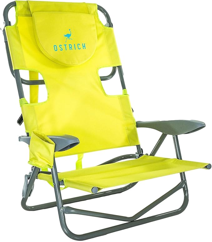 Ostrich On Your Back Backpack Beach Chair with Face Hole - Adjustable, Portable Lounge Chair with Cup Holder, Face Opening...