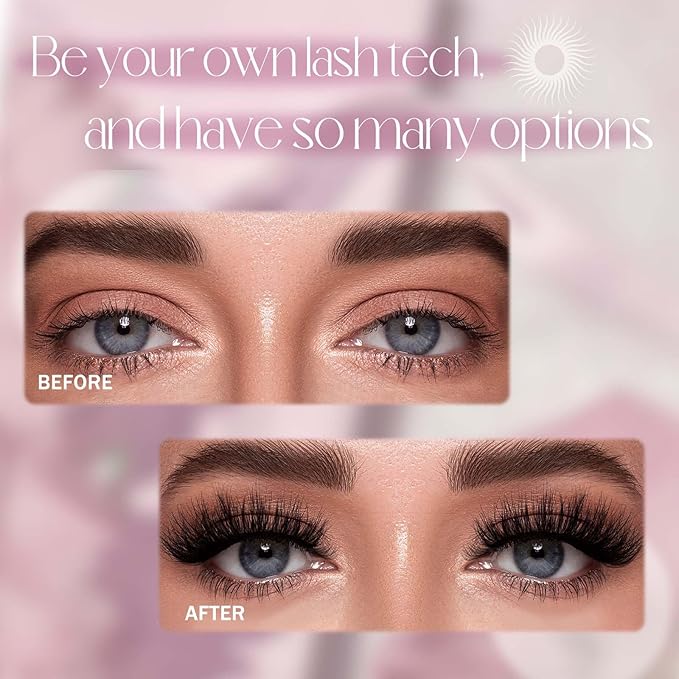 FADLASH Eyelash Extension Kit 100D+200D Lash Clusters with Bottom Lashes DIY Lash Extension Kit Cluster Lashes with Lash Bond and Seal Lash Tweezers Individual Lashes (KIT, 100D+200D-3D-12-18mm)
