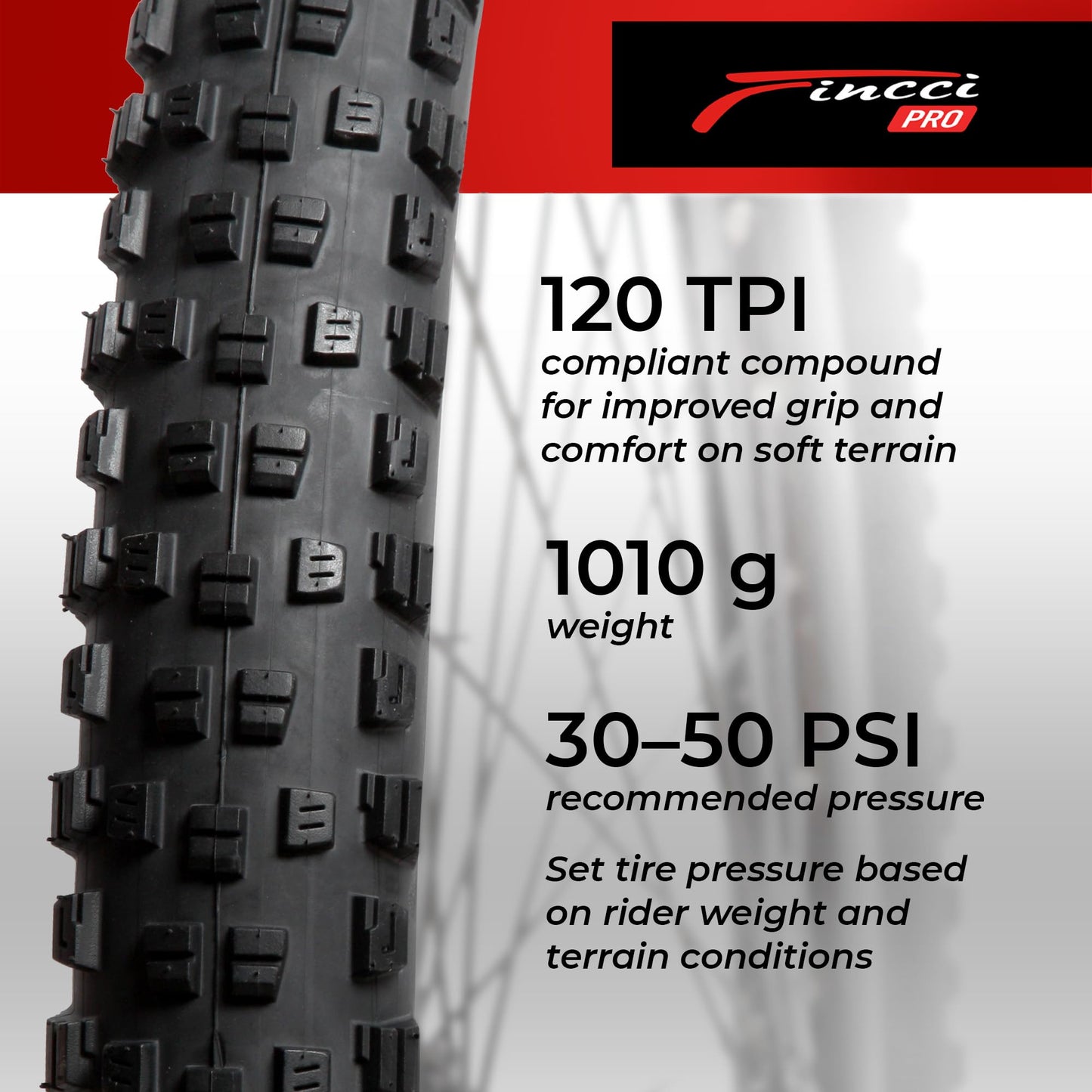 Fincci Maori Tubeless 29x2.4 Mountain Bike Tire - 2er Foldable Aramid MTB Tires 29 with 1mm Nylon Puncture Proof - 120 TPI Black 29 inch Tyre 62-622 for Electric, XC, Enduro, Hybrid Bicycles