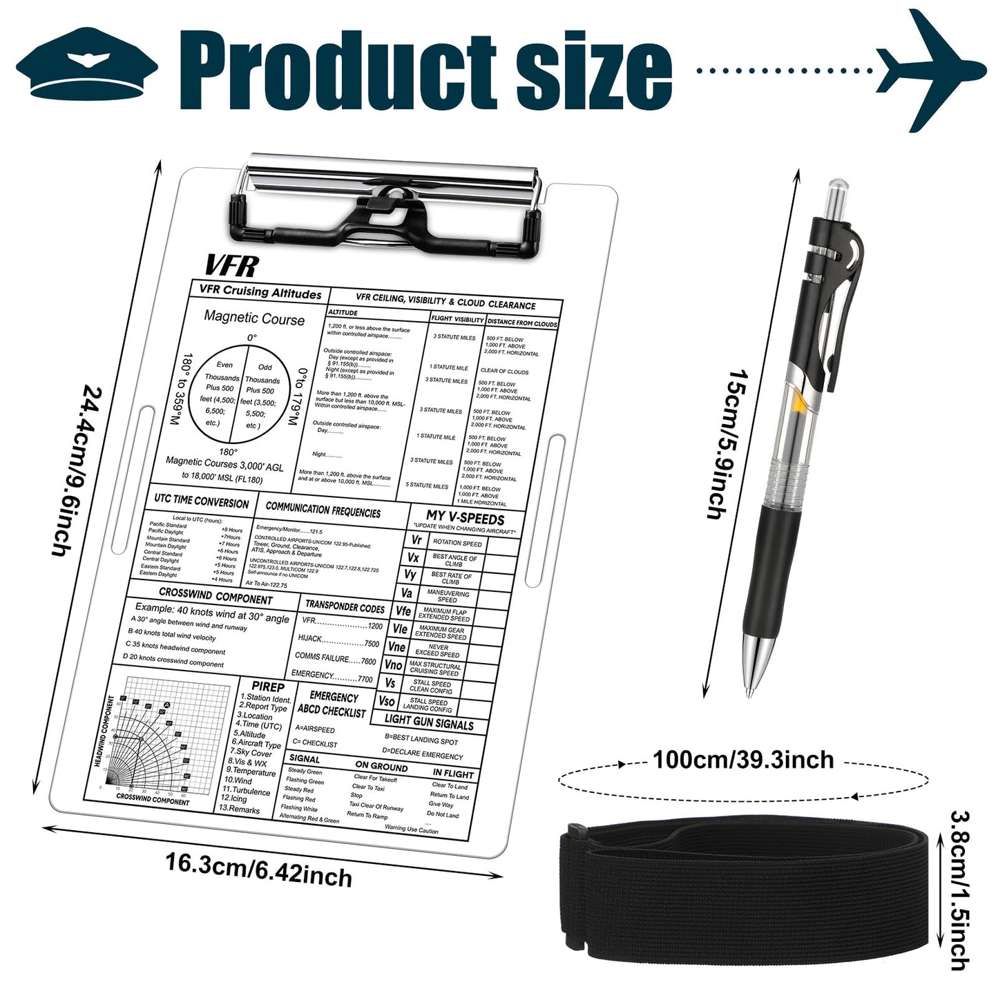 Feifeiya Aluminum Pilot Kneeboard Vfr Aviation Knee Boards Notepad Pilot Writing Board With Pen Holder And Elastic Strap For Pil